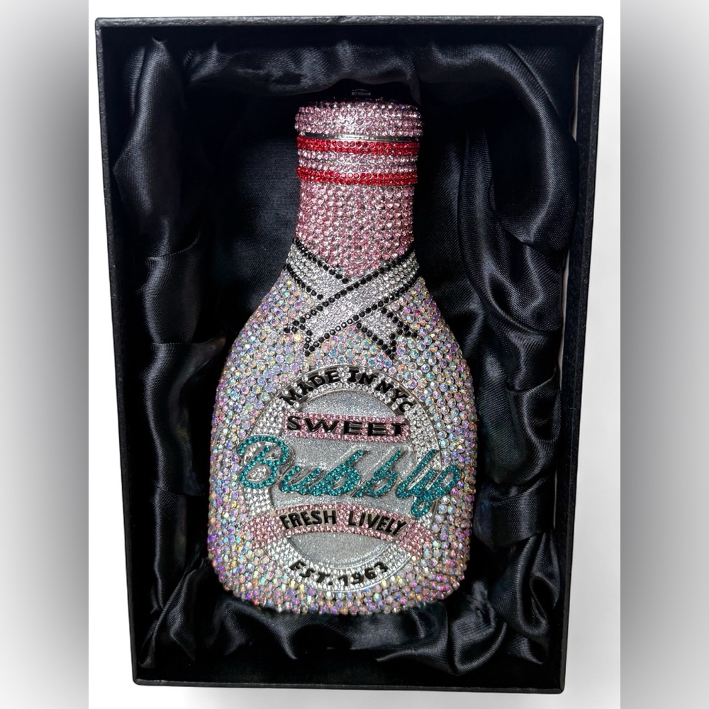 Champagne Bottle Rhinestone Encrusted Clutch w/ Chain – Sweet Bubbly Edition - Picture 3 of 11